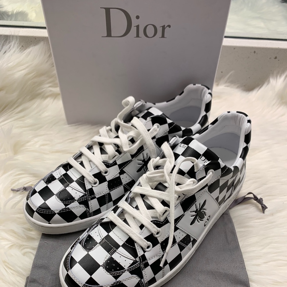 Dior D-Bee Printed Calfskin Check Trainer sneaker